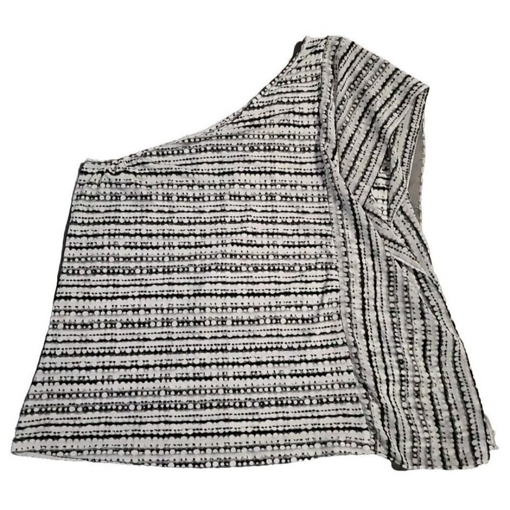 Cato Women Size 18/20 One Shoulder Blouse Black/white Shirt